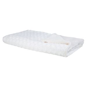Bedspread White Fabric 200 x 220 cm Blanket Soft Fluffy Throw Beliani