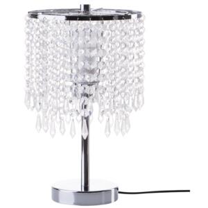 Table Lamp Silver Metal Base Chandelier Crystal Beads Bedside Light Beliani