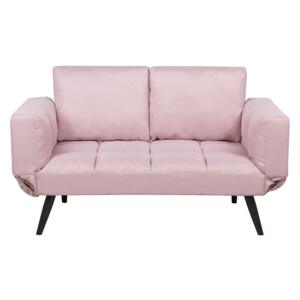 Sofa Bed Pink Loveseat Adjustable Armrests Minimalist Beliani
