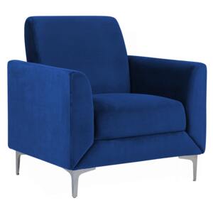 Armchair Blue Velvet 75L x 89W x 90H cm Thick Seating Retro Beliani