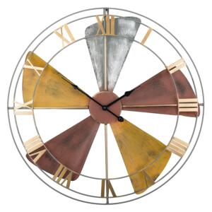 Wall Clock Multicolour Distressed Iron Frame Fan Design Roman Numerals Round 60 cm Beliani