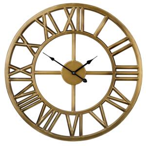 Wall Clock Gold Iron Frame Classic Design Roman Numerals Round 61 cm Beliani