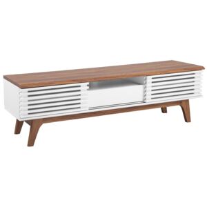 TV Stand Dark Wood White TV Up To 67ʺ Recommended 5 Shelves Drawer Modern Beliani