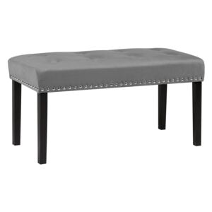 Bench Grey Velvet Upholstery Black Legs 51 x 102 x 43 cm Nailhead Trim Glam Beliani