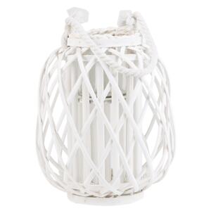 Lantern White Willow Wood and Glass 30 cm Indoor Outdoor Scandinavian Beliani