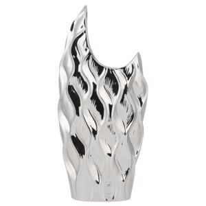 Decorative Flower Vase Silver Ceramic Honeycomb Pattern Glamour Beliani