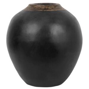 Decorative Vase Black Ceramic 31 cm Table Vase with Gold Neck Beliani