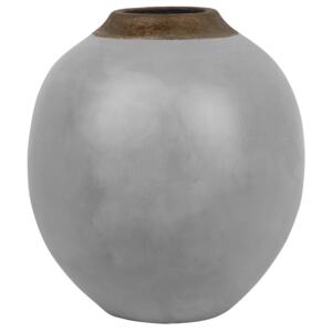 Decorative Vase Grey Ceramic 31 cm Table Vase with Gold Neck Beliani