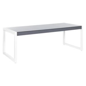 Garden Dining Table Grey and White Aluminium Glass Tabletop Weather Resistant Beliani