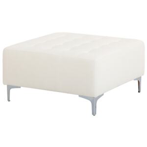 Ottoman White Faux Leather Tufted Modern Living Room Square Footstool Silver Legs Beliani