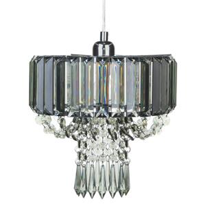 Ceiling Lamp Grey Iron 83 cm Decorative Crystal Gloss Finish Glam Beliani