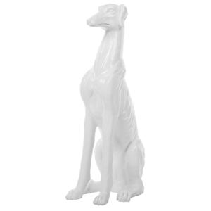 Sculpture White Dog Gloss Finish 80 cm Accent Figure Decorative Beliani