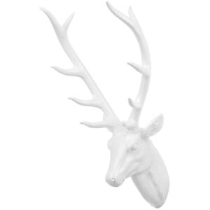 Wall Mounted Decor White Ceramic Deer Stag Head Trophy Glamour Beliani