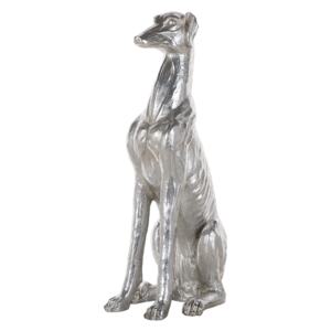 Sculpture Silver Dog Gloss Finish 80 cm Accent Figure Decorative Beliani