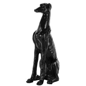 Sculpture Black Dog Gloss Finish 80 cm Accent Figure Decorative Beliani