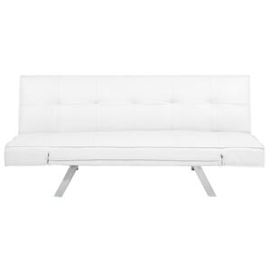 3 Seater Sofa Bed White Faux Leather Armless Modern Beliani