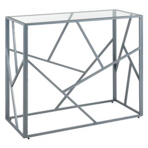 Console Table Transparent Glass Top Silver Metal Frame 85 x 40 cm Glam Modern Beliani
