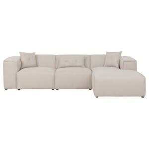 Corner Sofa Beige 3 Seater Extra Scatter Cushions Modern Beliani