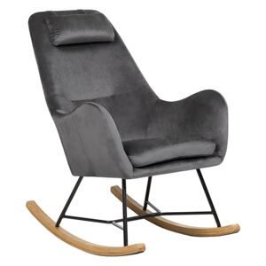 Rocking Chair Grey Velvet Metal Legs Wooden Skates Modern Beliani