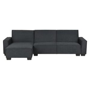 Corner Sofa Bed Graphite Grey Fabric Upholstered 3 Seater Right Hand L-Shaped Bed Beliani