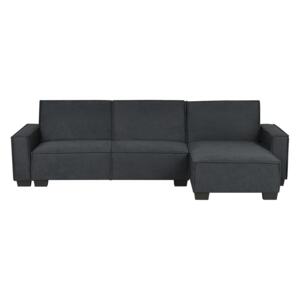 Corner Sofa Bed Graphite Grey Fabric Upholstered 3 Seater Left Hand L-Shaped Bed Beliani