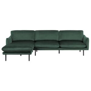 Corner Sofa Green Velvet Fabric Black Legs Modern Retro Style Beliani