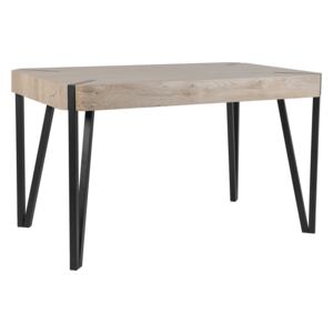 Dining Table Taupe Wood Top Black Metal Legs 130 x 80 cm 6 Seater Rectangular Industrial Beliani