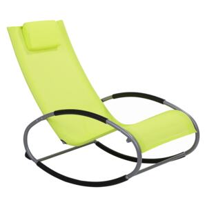 Rocking Sun Lounger Lime Green Steel Runners Garden Rocking Chair with Head Cushion Beliani