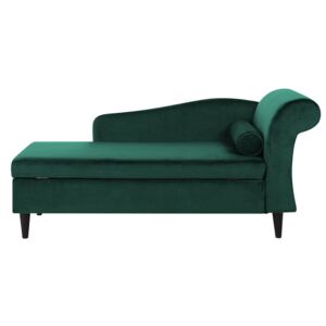 Chaise Lounge Green Velvet Upholstery with Storage Right Hand with Bolster Beliani