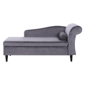Chaise Lounge Grey Velvet Upholstery with Storage Right Hand with Bolster Beliani