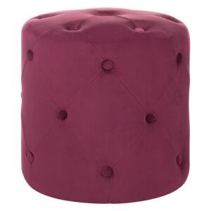 Round Tufted Dark Red Ottoman Pouffe Quilted Footstool Chesterfield Beliani