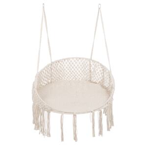 Cotton Hanging Chair Cream Swing Hammock Boho Indoor Outdoor Beliani
