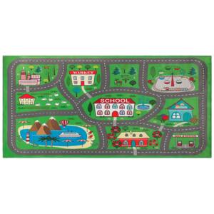 Rug Green Polyester City Road Map Town Theme Floor Play Mat Beliani