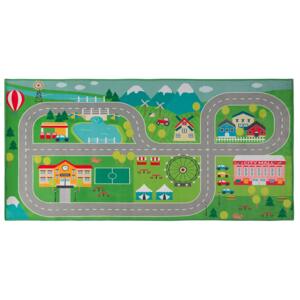 Rug Green Polyester City Road Map Town Travel Theme Floor Play Mat Beliani