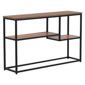 Console Table with 2 Shelves Dark Wood with Black Legs 75 x 120 cm Industrial Style Beliani