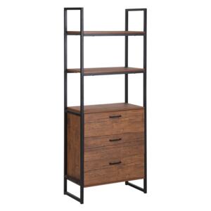 Bookcase with Drawers Dark Wood Black Frame 158 x 61 cm Industrial Beliani