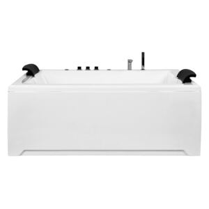 Straight Whirlpool Bath White Sanitary Acrylic Single 183 x 142 cm Space for 2 Rectangular Modern Style Beliani