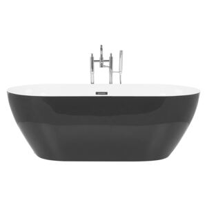 Freestanding Bath Glossy Black Sanitary Acrylic Single 170 x 80 cm Oval Modern Design Beliani