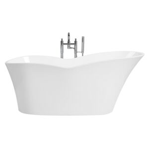 Freestanding Bath Glossy White Sanitary Acrylic Single Oval Modern Minimalist Design Beliani