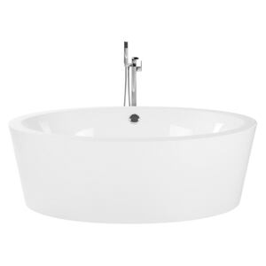 Bath White with Silver Sanitary Acrylic Single 170 x 105 cm Freestanding Modern Beliani