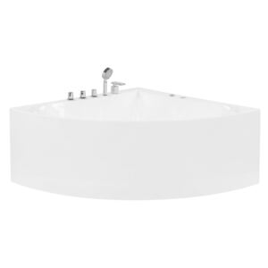 Corner Whirlpool Bath White with Silver Sanitary Acrylic Single 133 x 187 cm Hydromassage Modern Beliani
