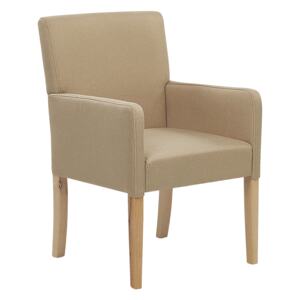 Dining Chair Beige Fabric Upholstery Wooden Legs Elegant Seat with Arms Beliani