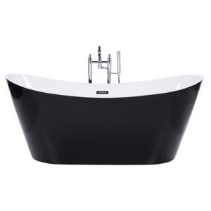Bath Black with Silver Sanitary Acrylic Single 170 x 77 cm Freestanding Modern Beliani