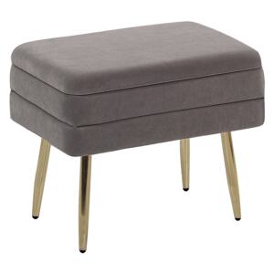 Storage Bench Grey Polyester Velvet Upholstery Golden Iron Legs Glam Design Living Room Footstool Beliani