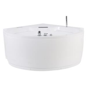 Corner Whirlpool Bath Acrylic White Massage Jets ⌀ 150 cm with LED Bluetooth Speaker Beliani