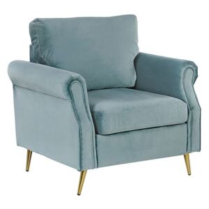 Armchair Mint Green Velvet Fabric Upholstery Gold Metal Legs Removable Seat and Back Cushions Retro Glam Style Beliani