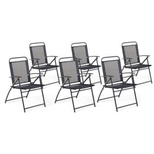 Set of 6 Garden Chairs Black Steel Frame Foldable Beliani