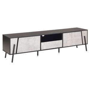 TV Stand Concrete Effect and Black Metal Legs for up to 75ʺ with 1 Drawer and 2 Cabinets Industrial Style Beliani