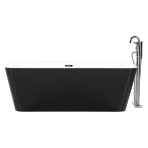 Bathtub Black Sanitary Acrylic Oval Single 170 x 80 cm Minimalist Design Beliani