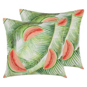 Garden Cushions Green Multicolour Polyester Square 45 cm Thick Filling Outdoor Scatter Pillow Modern Floral Motif Beliani